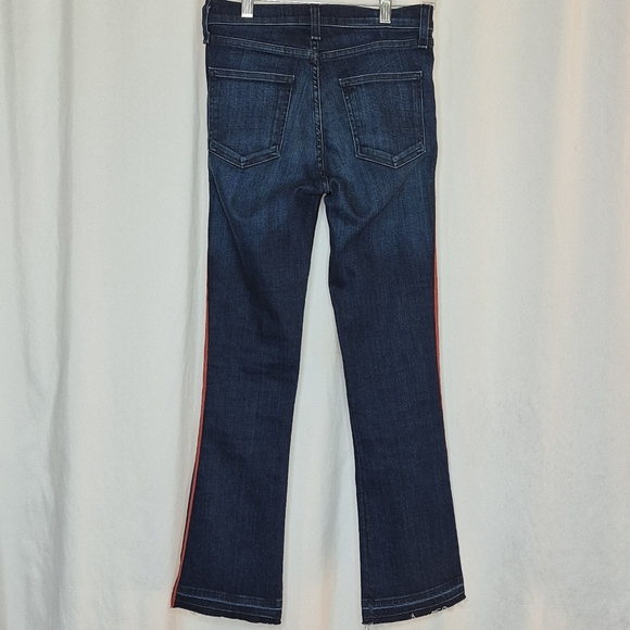 Veronica Beard Carolyn 10" Baby Boot Jeans Navy/Red Leg Stripe Released Hem - 25 - Picture 5 of 15